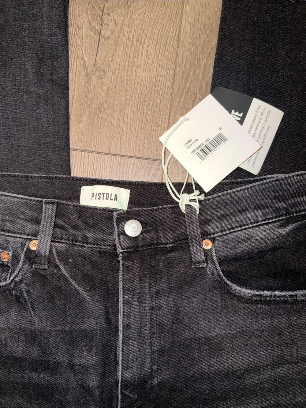 Pistola Black Lennon High Rise Crop Boot jeans, Jubilee Vintage, size 30, NWT - Picture 3 of 4